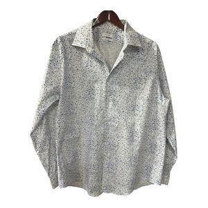 Calvin Klein Slim Fit Stretch  Men’s Blue Splatter Button Down Shirt Siz…